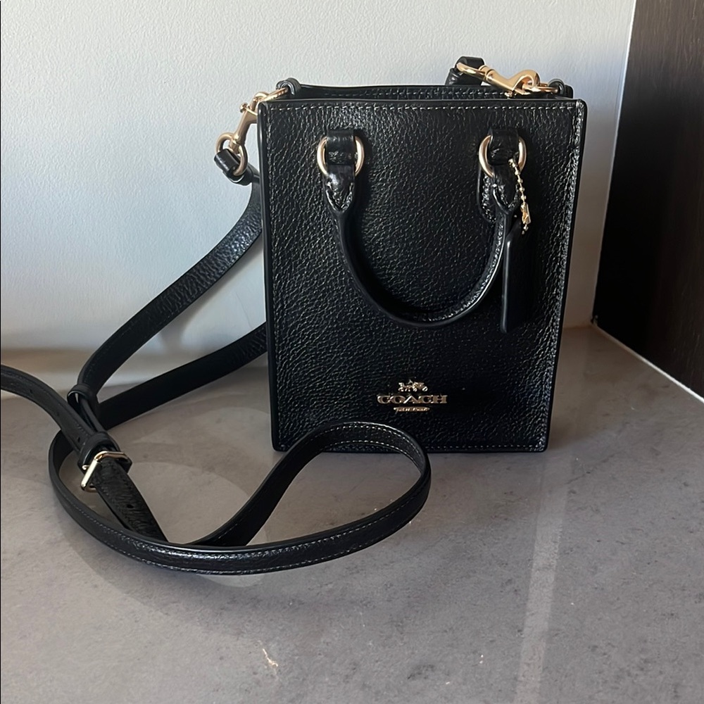 Coach Black Leather Mini Crossbody Bag